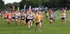 Leading at the start was the fastest leg runner Katie Walshaw (Holmfirth) in the senior women Northern Cross Country Relay, Graves Park, Sheffield.